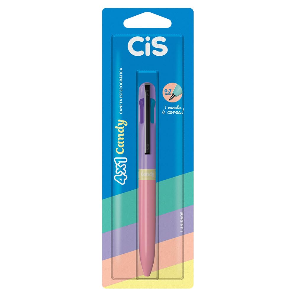 CIS CANDY Caneta Esferpgráfica 4 em 1 - c/ 4 cores (Preta, Azul